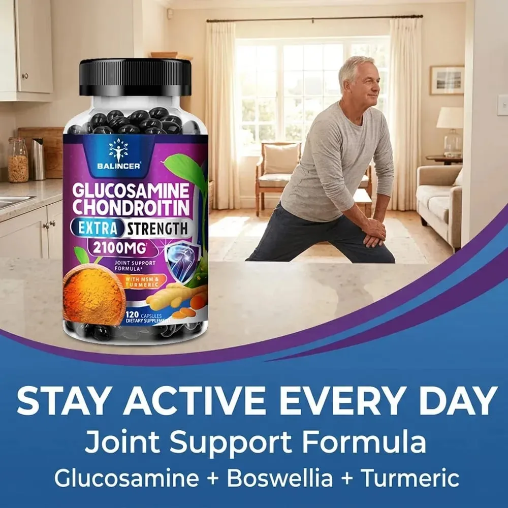 Glucosamine Chondroitin Turmeric & MSM - Joint Health Supplement Antioxidant Helps Relieve Back Knees and Hand Pain — image 4