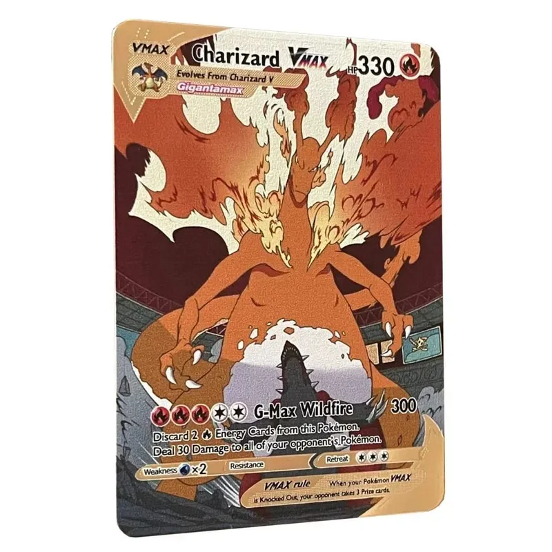Pokemon Kartı Vmax Metal Pokémon Mektupları Pikachu Gx Mewtwo Charizard Vstar Anime Oyunları Oyuncaklar Altın Demir Oyun Kartları Çocuklar Hediyeler