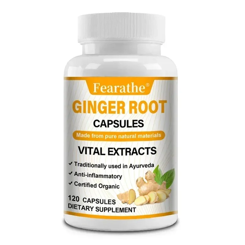 有機薑根膠囊 1200 毫克 - 含黑胡椒萃取物促進關節健康抗發炎肌肉免疫健康