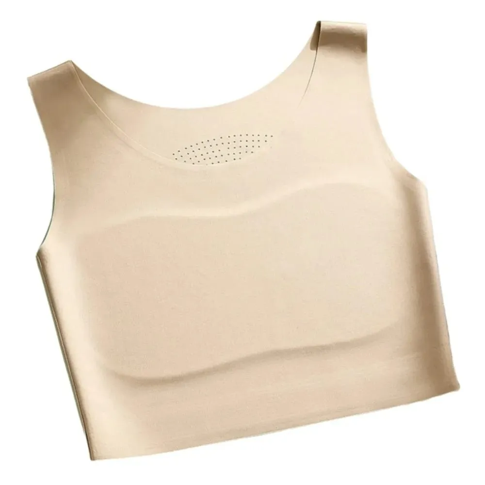 S/M/L/XL/XXL Chest Binding Underwear Ice Silk Material Fixed Cup Invisible Seamless Bra Soft Steel Ring Backless Style — image 8