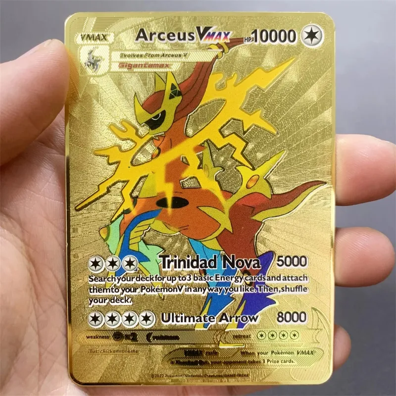 ภาษาอังกฤษโลหะการ์ด Pokemon DIY Arceus Mewtwo Charizard Pikachu เหล็กเงา Pokémon GX Vmax EX เกมคอลเลกชันเด็กการ์ดของเล่นของขวัญ — image 10