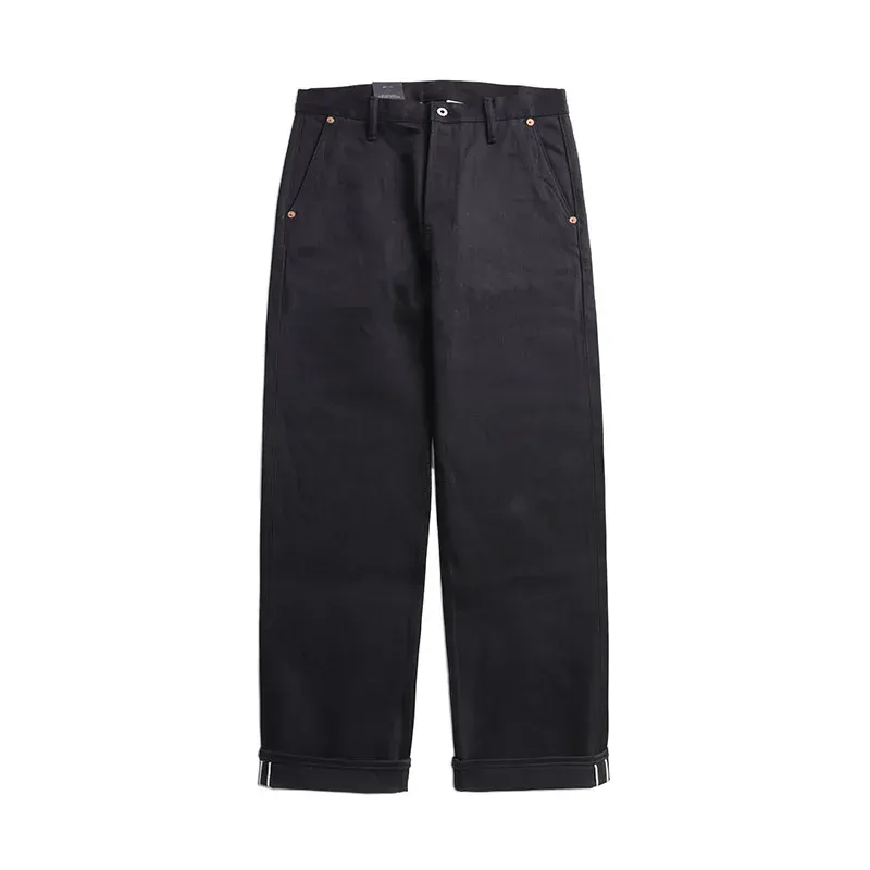 Red Tornado Black Men's Jeans Relaxed Fit 14.5oz Selvedge Denim Officer Trousers