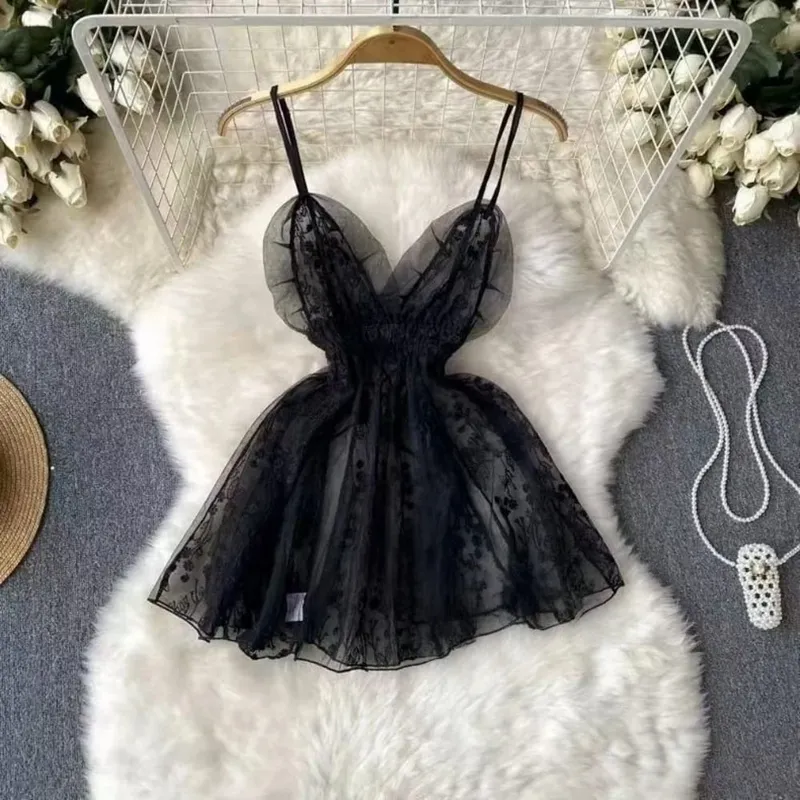 Woman Plus Size Sexy V-Neck Strap Dress Lace Trim Slim Short Dress Women Fashion Comfortable Dress Party Hotsweet — image 9