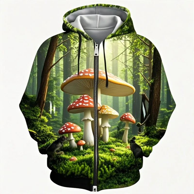 Mushroom 3D Print Zipper Hoodie Men Women Casual Fashion Hooded Sweatshirts Male Oversized Tracksuit Hoodies Man Coat Clothing — image 14