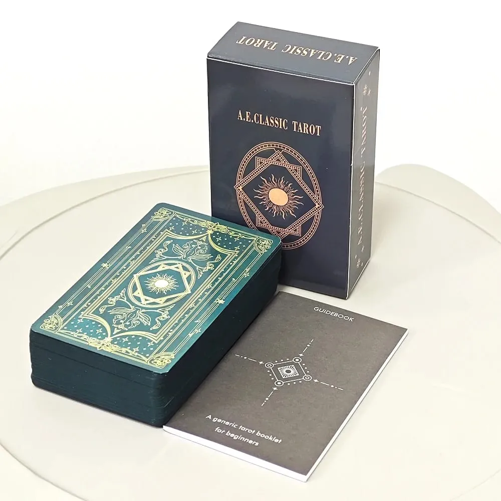 A.E. Classic Tarot 78 ks Rider Waite System Tarotové karty se zlacenými okraji tmavě zelené s průvodcem pro začátečníky 10,3*6cm — image 2