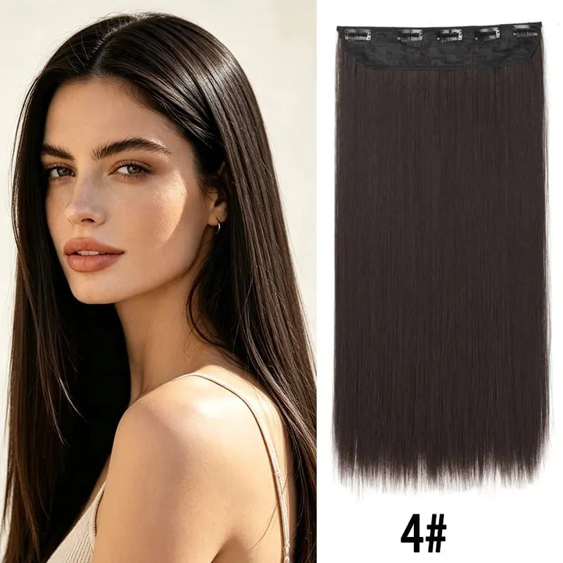 24Inch Synthetic Long Straight Hair Extension One Piece Clip On Hairpiece for Women Increase Hair Volume Daily Party Hairstyle — image 8