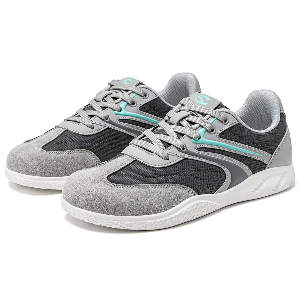 Barefoot Wide Width Shoes Unisex Artificial Leather Minimalist Sneakers Lace-Up Retro Walking Shoes for Women Men