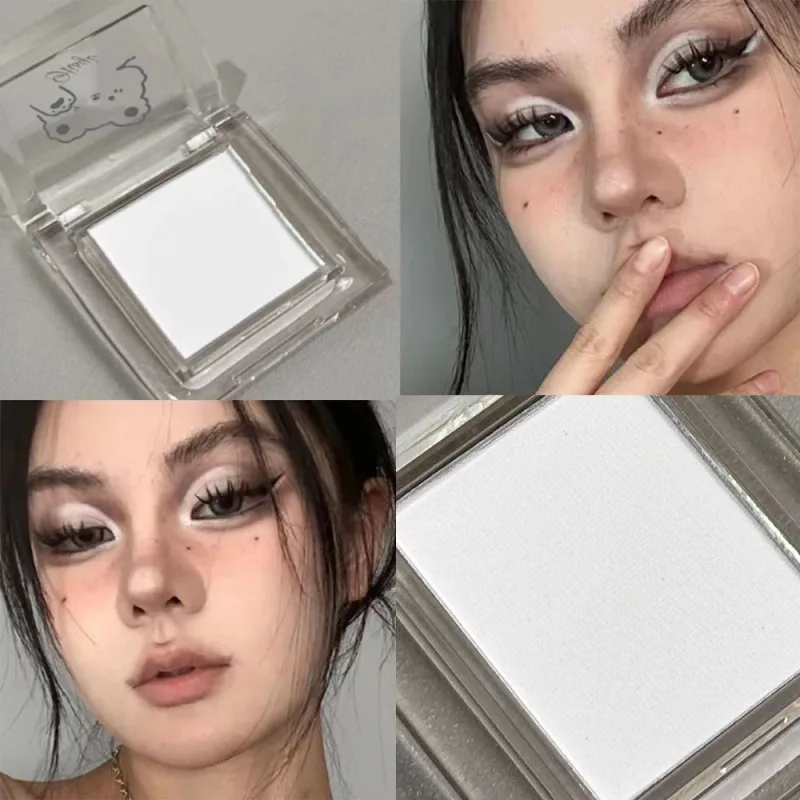 White Matte Eyeshadow Palette Cut Crease Base Highlighter Waterproof Long Lasting Brightening Eye Makeup Shell