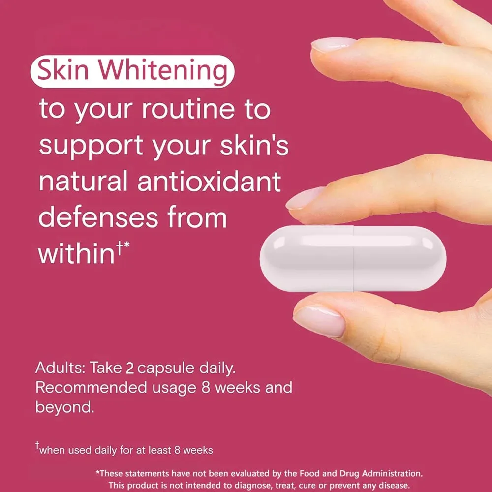 Skin Whitening Pill Skin Lightening Pills - 5000mcg Glutathione Supplement Dark Spots Melasma & Acne Scar Remover 60 Capsules — image 4
