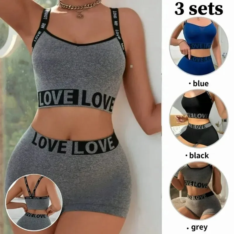 Women's Alphabet Lingerie Set Camisole Vest Outdoor Fitness Sportswear Beautiful Back Bra And Camisole Set for Active Women