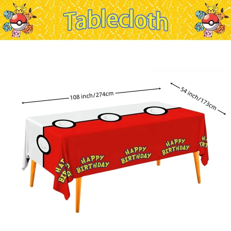 1/10 ชิ้น Pokemon ผ้าปูโต๊ะวันเกิดตกแต่งผ้าปูโต๊ะแบบใช้แล้วทิ้ง Pikachu Tablecover เด็กของขวัญวันเกิดอุปกรณ์อาบน้ำเด็ก