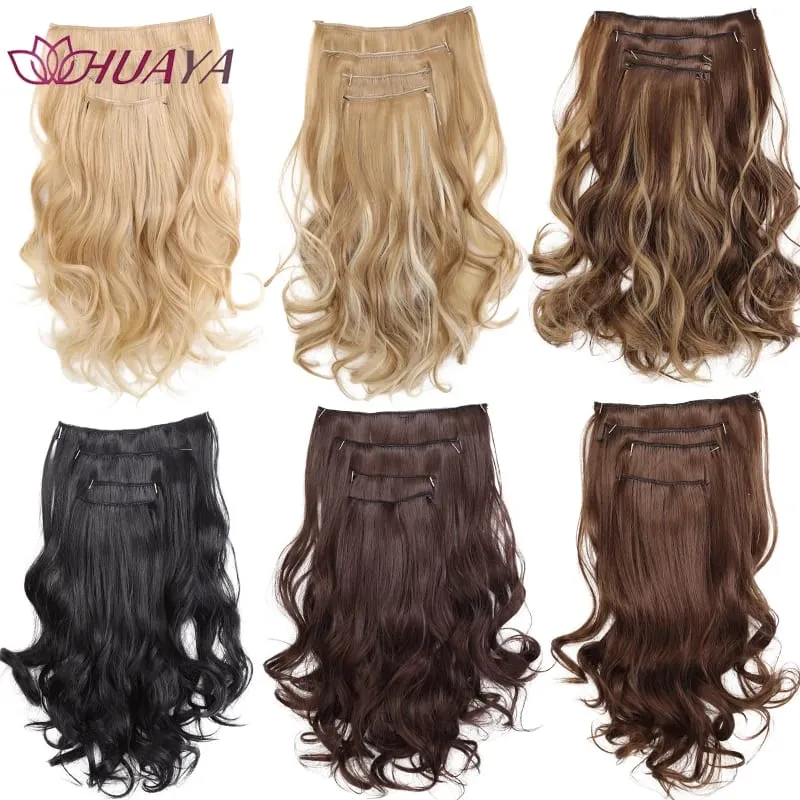 4‑Pcs Clip‑in Synthetic Hair Extensions Long Wavy Curly Heat‑Resistant Hair Pieces for Daily and Party Wear — image 5