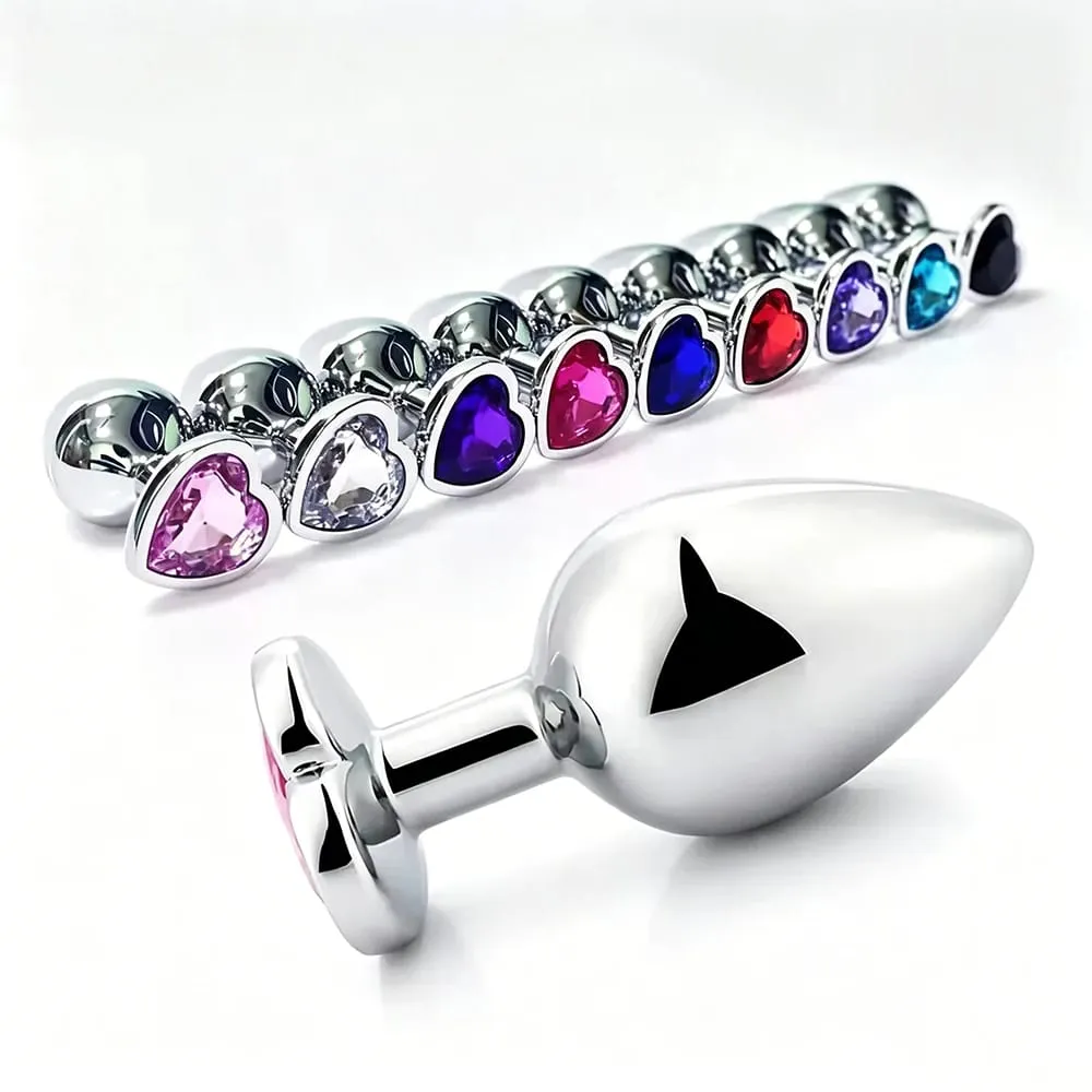 S/M/L Anal Plug Heart Shape Crystal Metal Anal Beads Butt Plug Prostate Massager Adult Gay Products Sex Toy Shop for Female Male — image 2