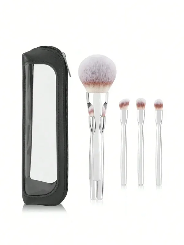 4-Piece Makeup Brush Set Featuring Professional-Grade Brushes Made from High-Quality Synthetic Fibers for a Luxurious Feel.