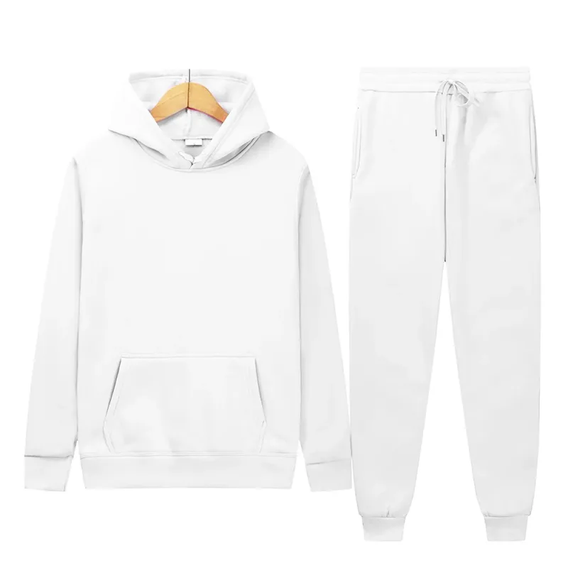 Men's Autumn/Winter New Solid Color Hoodie + Pants Two-Piece Set, Stylish Casual Sports Suit with Custom Printed Logo — image 36