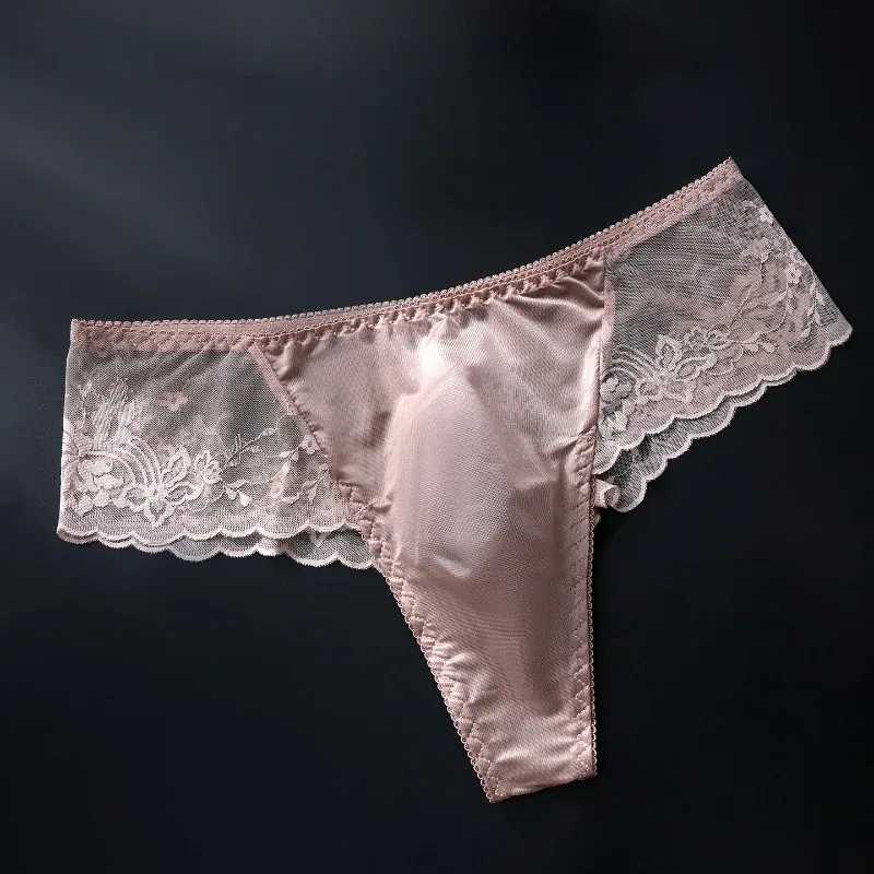 Men Briefs Ultra-Thin Lace Underwear Sheer Lmesh High Elastic Semi-Transparent Breathable Low-Rise Panties Sissy Lingerie