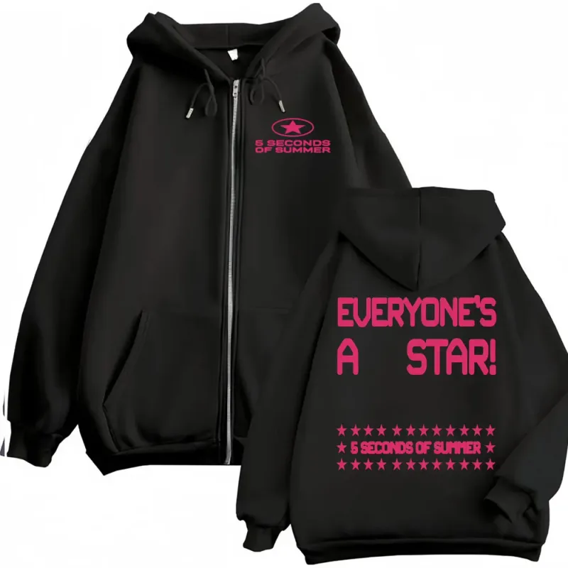 5 Seconds of Summer Everyone's A Star World Tour Zip Up Hoodies Men Women Harajuku Hip Hop Gothic Jacket Sweatshirt Hoodie Coats — image 12