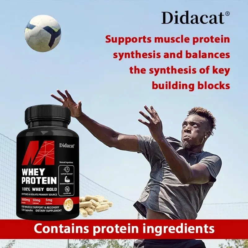 Didacat Whey Protein Concentrate with 5000mg Protein Gluten Free & Non-GMO Boost Immunity and Support Post-exercise Recovery