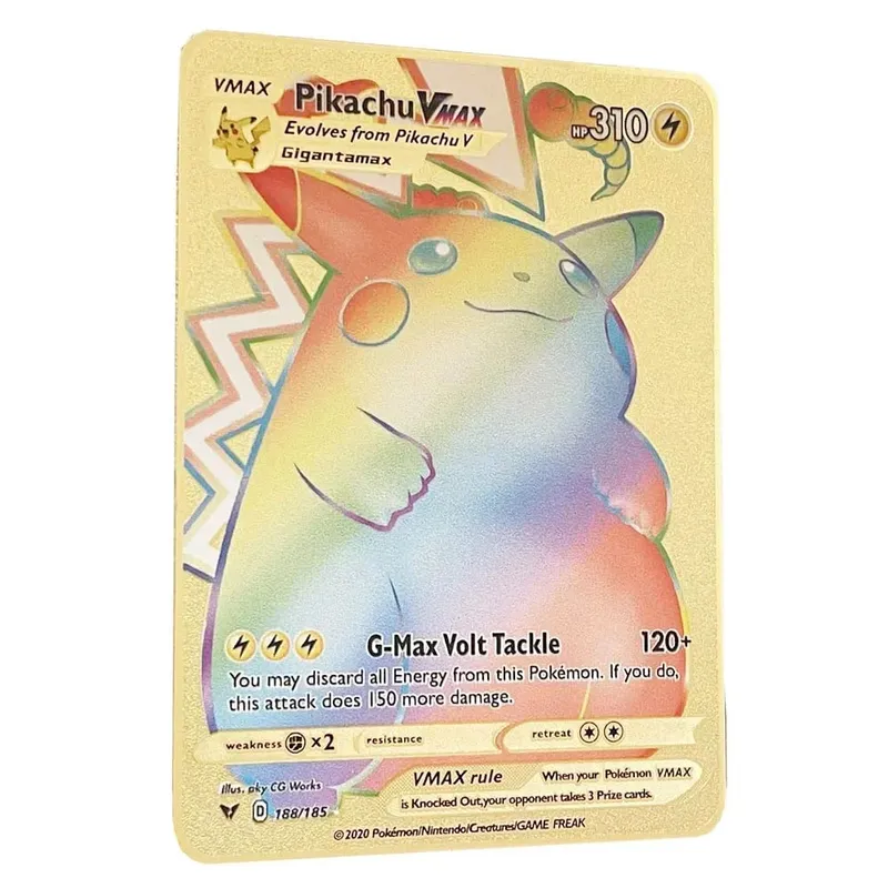 Pokemon Kartı Vmax Metal Pokémon Mektupları Pikachu Gx Mewtwo Charizard Vstar Anime Oyunları Oyuncaklar Altın Demir Oyun Kartları Çocuklar Hediyeler