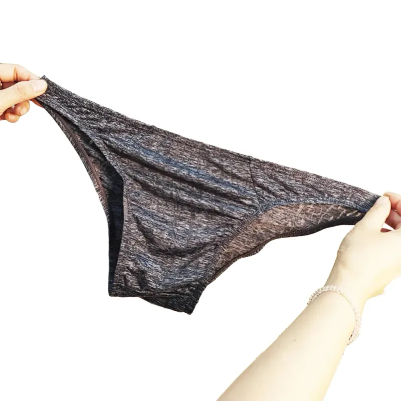 Breathable Briefs Ice Silk Underwear Casual Wear Black Jacquard Design For Daily Wear Breathable Jacquard Underwear For Men
