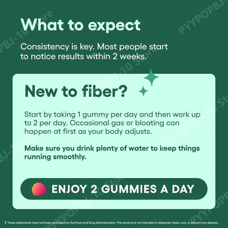 Fiber Gummies Digestive Health Regularity Raspberry Lemon Flavor No Sugar Added Vegan Chicory Root Prebiotic 60CT Adults — image 4