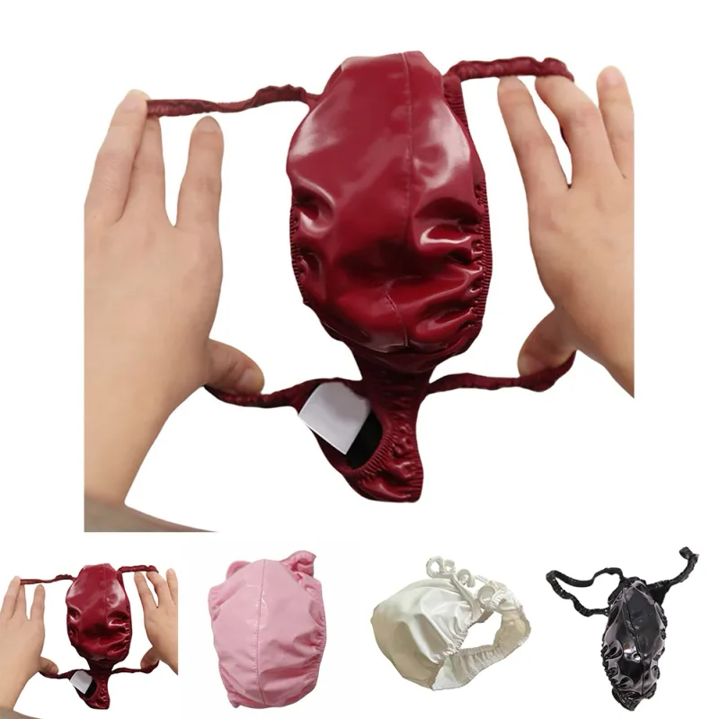 Latex Leather Thongs For Men Black Mens G-string Glossy Finish PU Polyester Spandex 15 PU 72 Polyester 13 Spandex — image 2