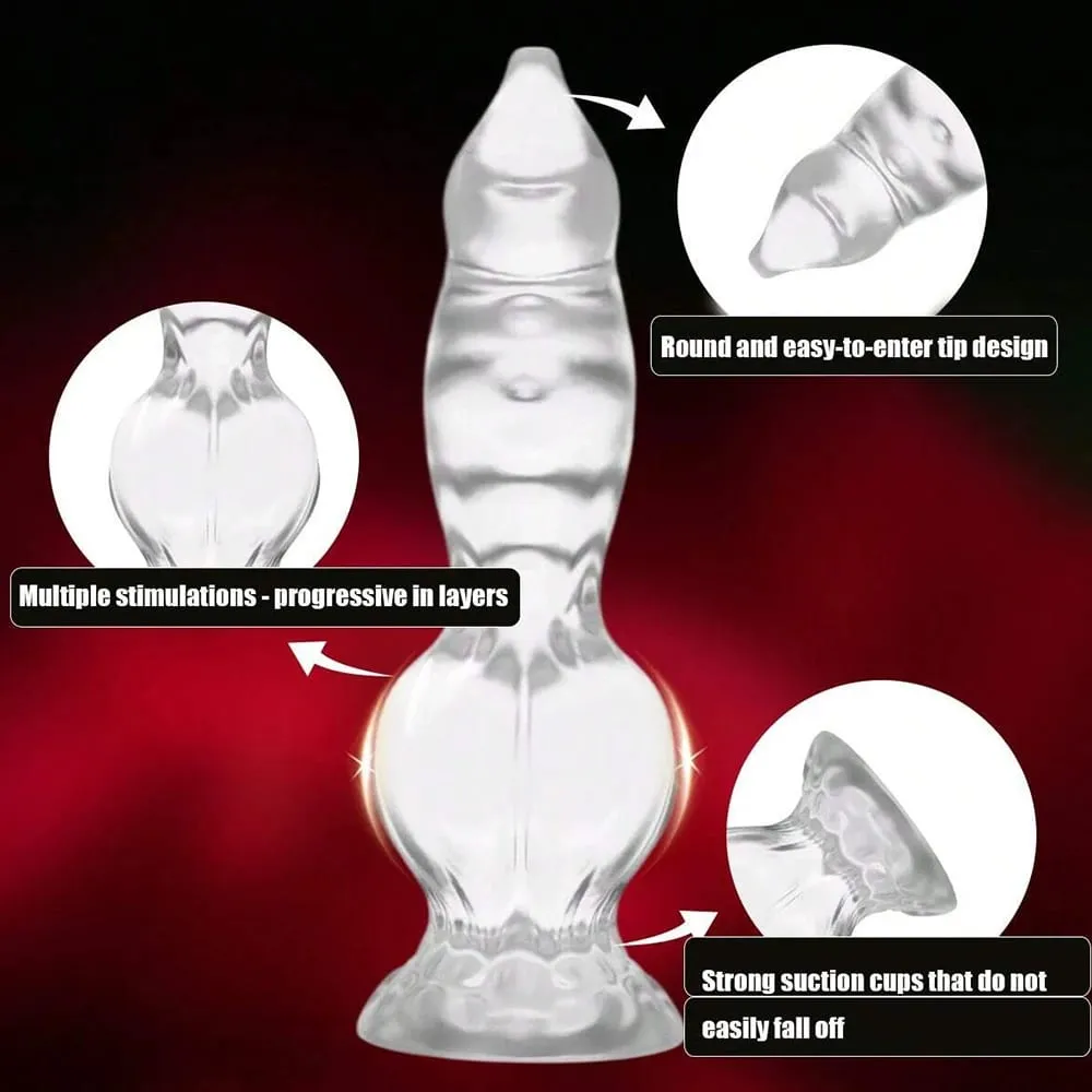 Čiré vázané dildo pro psy Realistické psí uzel Fantasy Měkká pružná přísavka Sexuální hračka pro ženy a muže — image 4