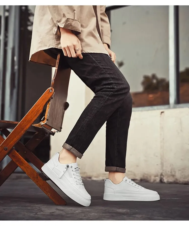 Men's Street Fashion Skateboard Shoes Versatile Sport Casual Sneakers Youth College Style White Shoes — image 9