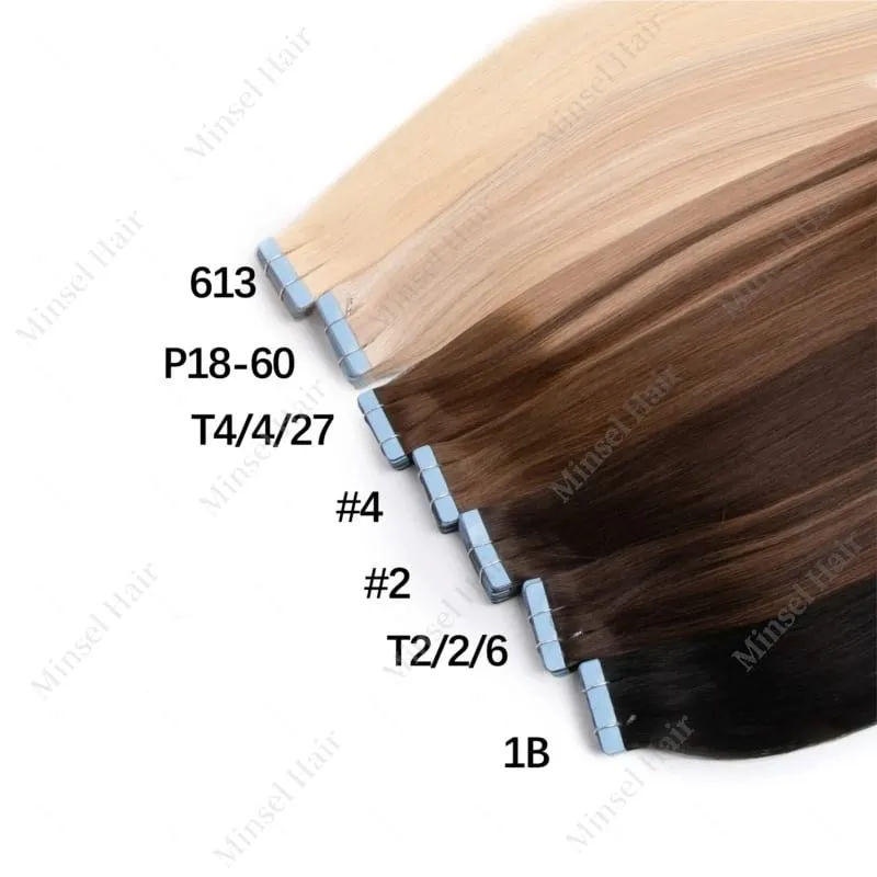 Remy Tape in Hair Extension Real Human Hair Ombre Brown Blonde Black Thick &Silky 20/40/60pcs No Frizzy No Tangle Salon Quality