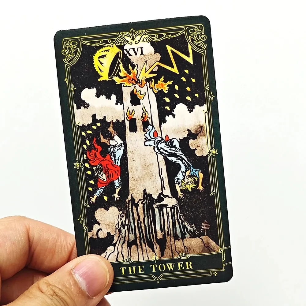 A.E. Classic Tarot 78 ks Rider Waite System Tarotové karty se zlacenými okraji tmavě zelené s průvodcem pro začátečníky 10,3*6cm — image 3