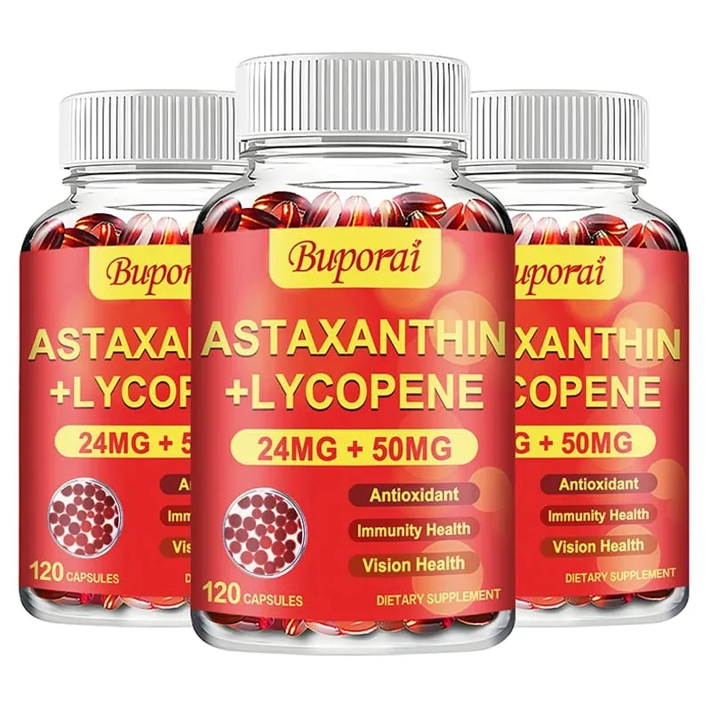 Astaxanthin + Lycopene Softgels - Antioxidant Supports Heart Eye Skin and Prostate Health Improves Immune Function — image 1