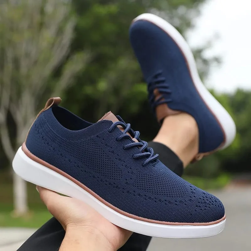 Sleek Men's Casual Shoes Breathable Mesh Upper Comfortable Insole Non-Slip Sole Casual Walking Shoes Knit Design Flexible Sole — image 6