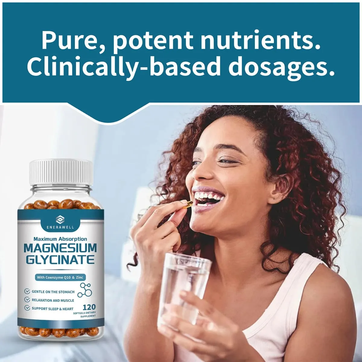 Magnesium Glycinate 500mg Nutritional Supplement Supports Nervous System Bone & Muscle Health Supports Calm Mood & Body Relaxation for Daily Wellness