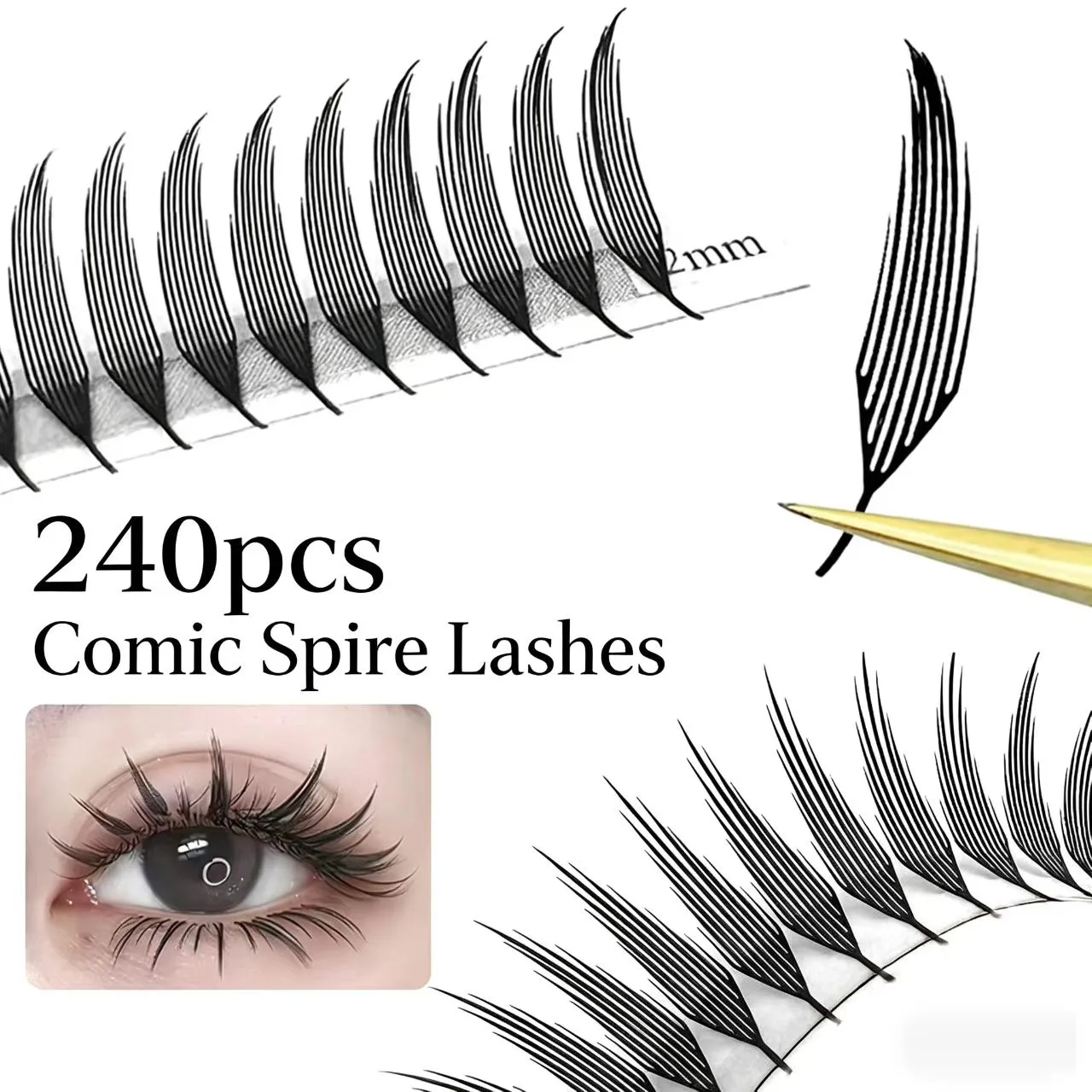 Comic Spire Manga Lash Clusters 3D Feather Anime Lashes Premade Fan Individual Eyelash Extensions Natural For Eye Makeup — image 1