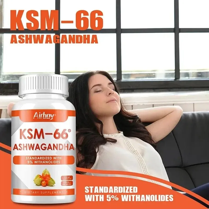 Organic Ashwagandha KSM-66 Capsules for Stress Relief Focus Brain Energy Support Sleep Health Supplement — image 2