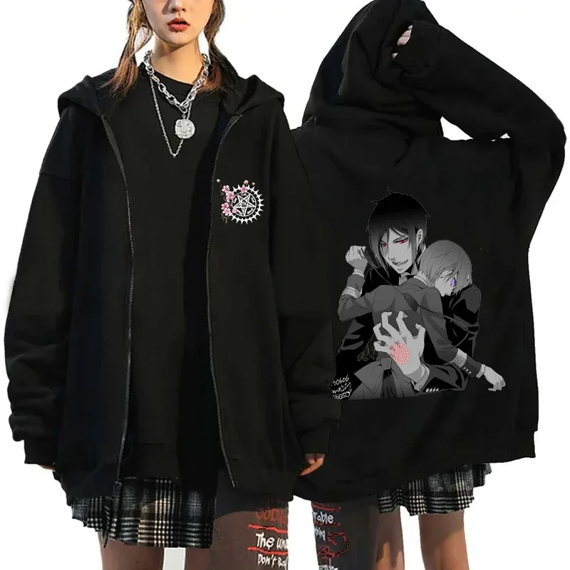 2025 Hot Aniem Cosplay Tops Black Butler Zipper Hoodie Fashion Autumn Winter Long Sleeve Sweatshirts Zipper Jacket For Man Woman — image 3