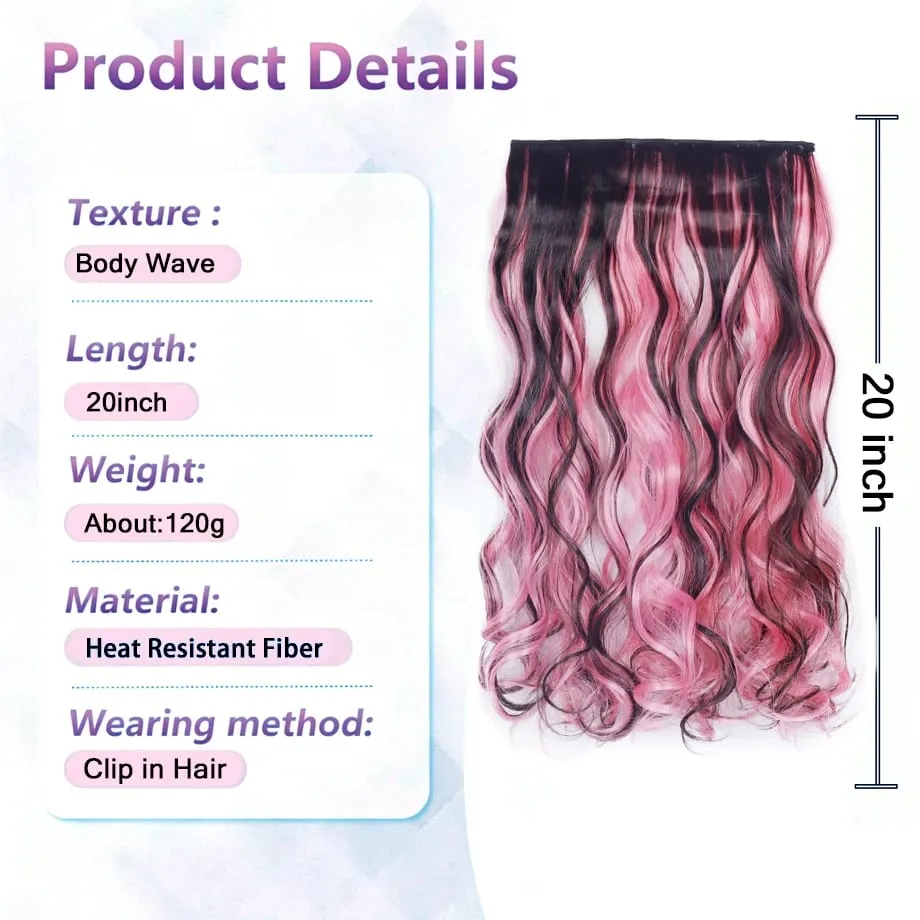 Water Wavy Clip in Hair Extension Synthetic Hair Highlight Silky Soft Natural Look with Invisible Lace Weft Hairpieces for Women — image 3