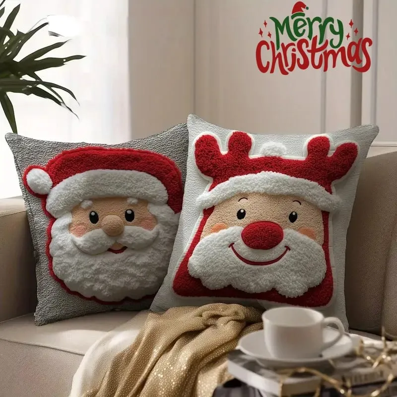 Christmas Character Cushion Cover Snowman Reindeer Digital Print on Stretch Fabric for Festive Home Decor — image 2