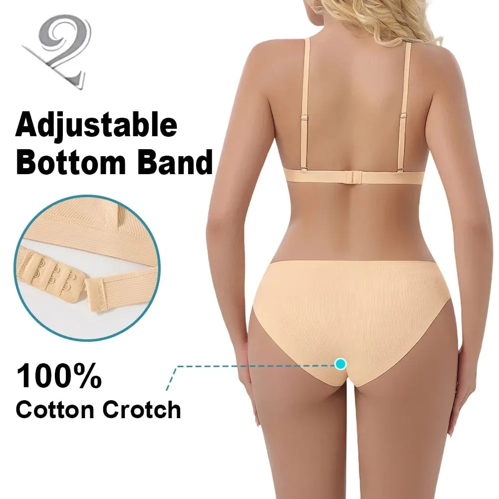 Sutiã sem aro sem costura feminino com nervuras triângulo copo cuecas conjunto roupa interior feminino conjunto lingerie sexy