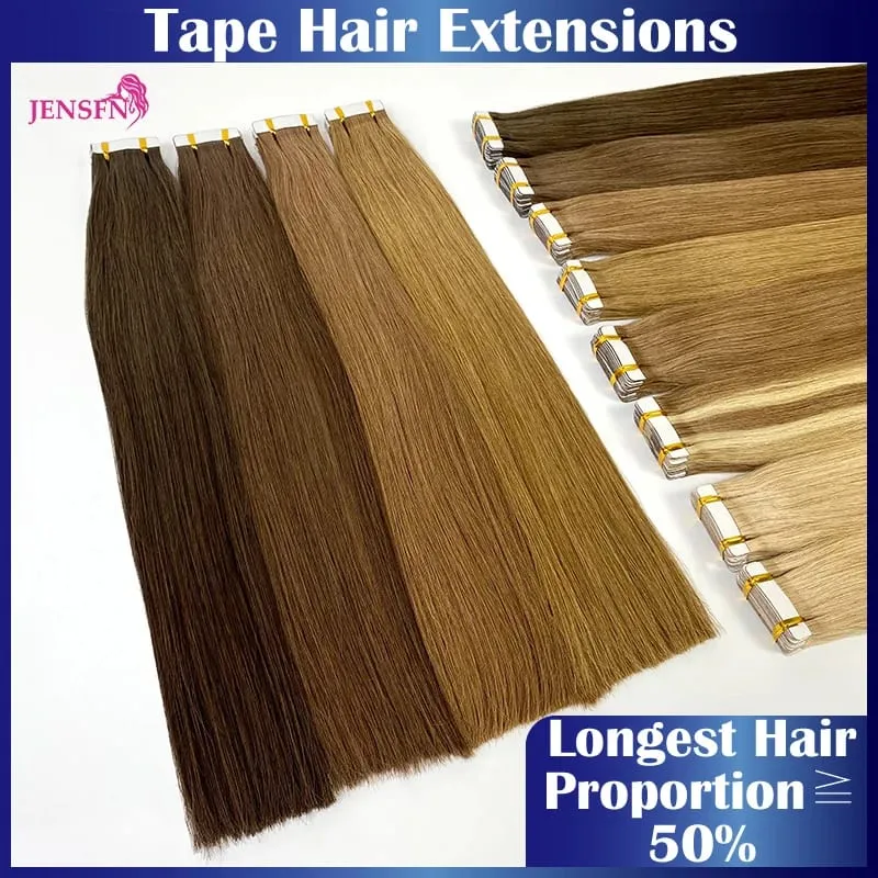 Tape In Hair Extension 100% Real Human Hair Straight Hair Seamless Invisible Skin Weft Remy Tape Ins Brown Blonde Womem — image 6