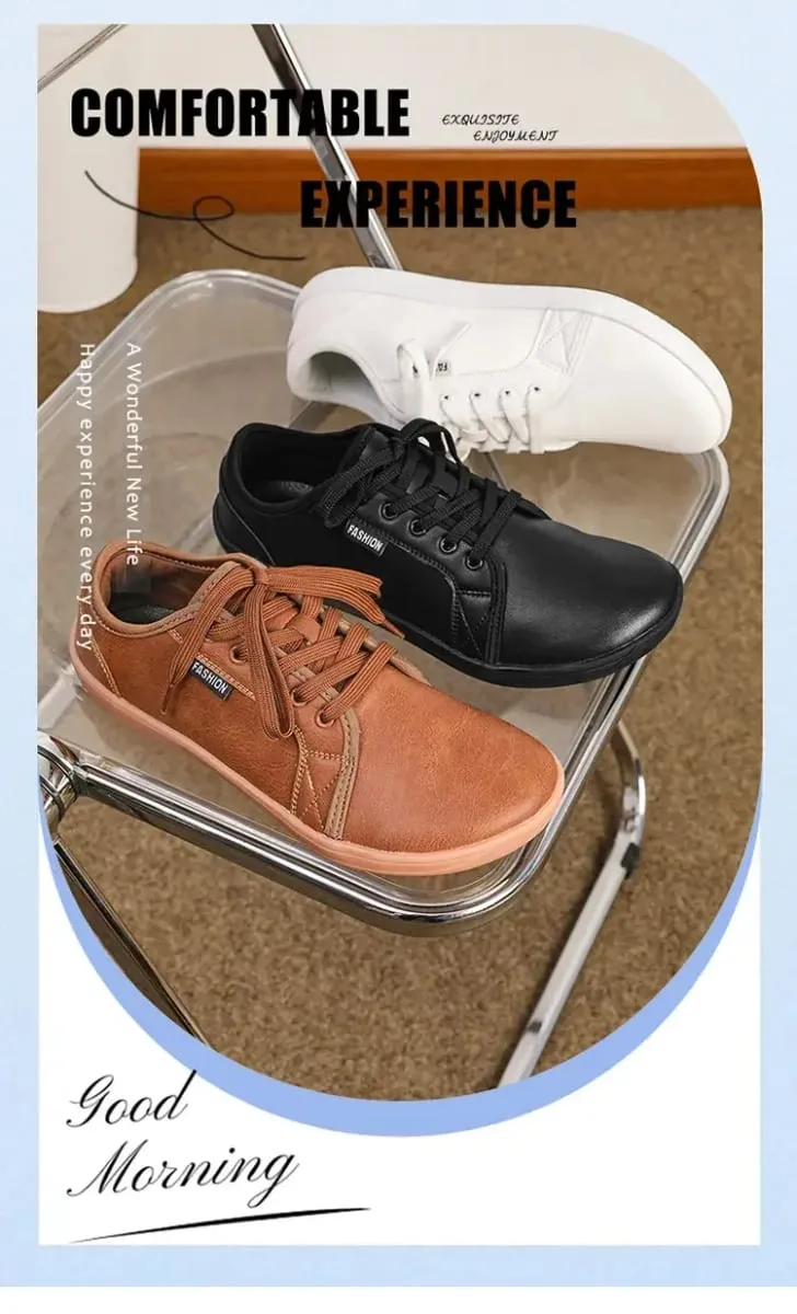 2025 ใหม่ Minimalist รองเท้าสำหรับผู้ชายผู้หญิงกว้าง Toe Barefoot Zero Drop รองเท้าสบายๆหนังเทียมน้ำหนักเบาเดินรองเท้าผ้าใบ