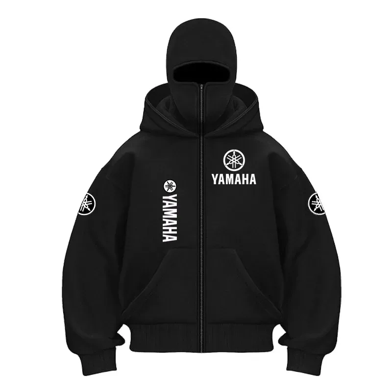 yamaha logo Printed Cotton Cycling Mask Zipper Hoodie Men and Women Autumn and Winter New Style Fashion Casual Retro Cycling Jer — image 1