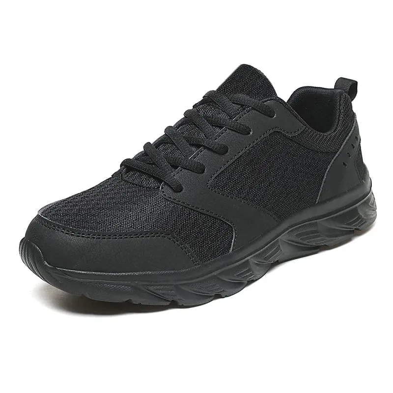 Men's Casual Sports Shoes Men's Shoes Black Mesh Breathable Running Shoes Men's Soft Bottom Light Flat Bottom Work Shoes