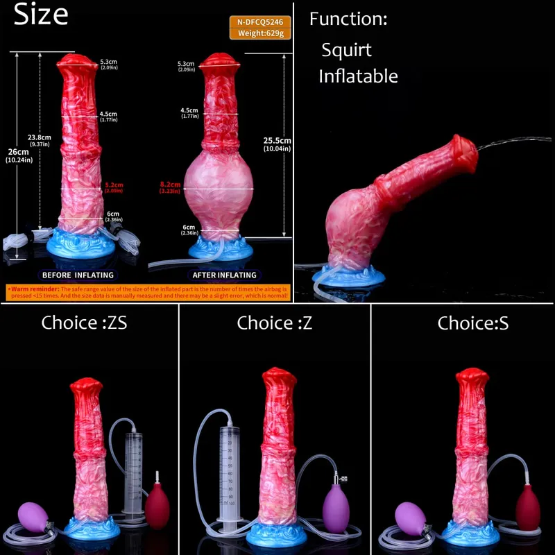 Silicone gonfiabile eiaculazione nodo dildo circonferenza regolabile schizzi fantasia cavallo pene giocattoli adulti del sesso dilatatore anale