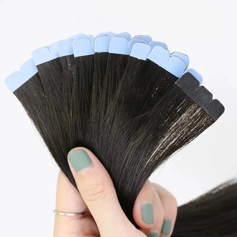 Mini Tape in Human Hair Extensions Natural Straight Tape in Extentions 3x0.8cm Invisible Tape 10pcs/pack For Side Hair