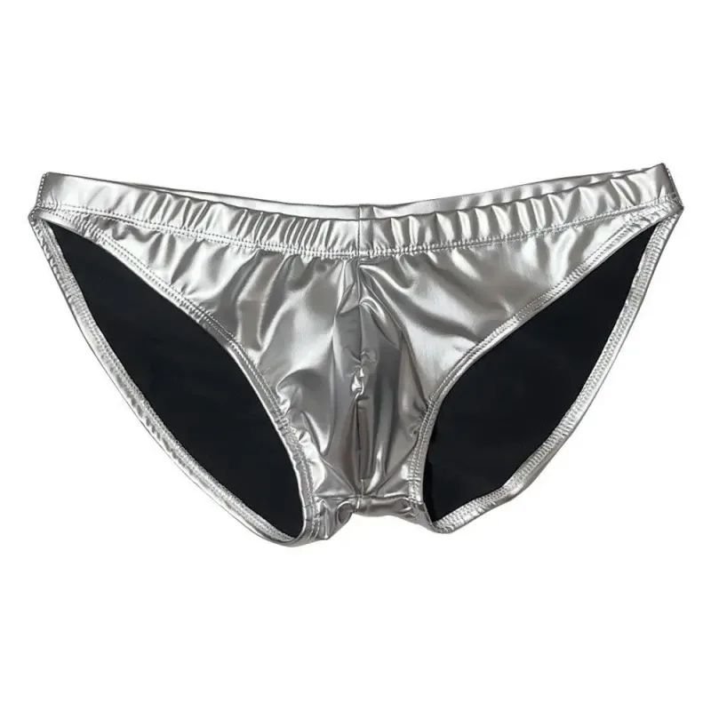 Oil Glossy Swimming Briefs PU Lather Elastic Low-rise Buttocks-Lifting Slip Bikini Shirring Crotch Seam Underwear Bathing Shorts — image 18