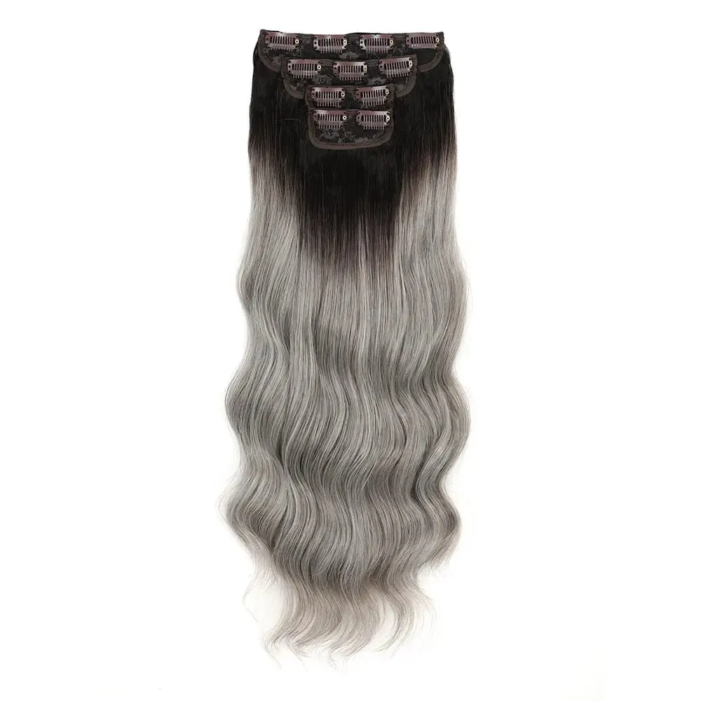 4Pcs/Set 11 Clips 22 Inches 220g Beach Waves Clip in Hair Extensions Sandy Blonde Champagne Heat Resistant Synthetic Hairpiece — image 23
