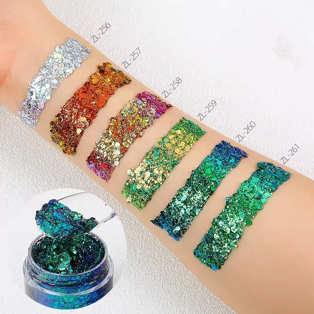 Chameleon Glitter Gel Sequins for Eye & Body Hair Makeup Bright Pearl Sequins Shimmer Face Shiny Decorations DIY Art & Parties