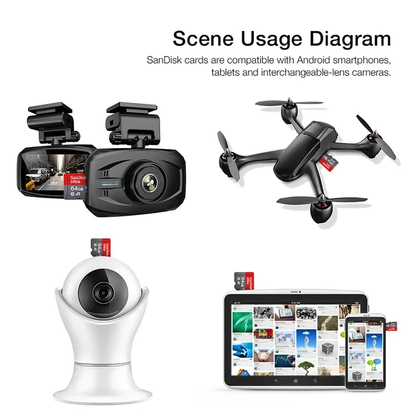 Original SanDisk Memory Card 128GB 64GB 32GB TF Micro SD Card Class 10 UHS-I Flash Card Memory for Smartphone PC