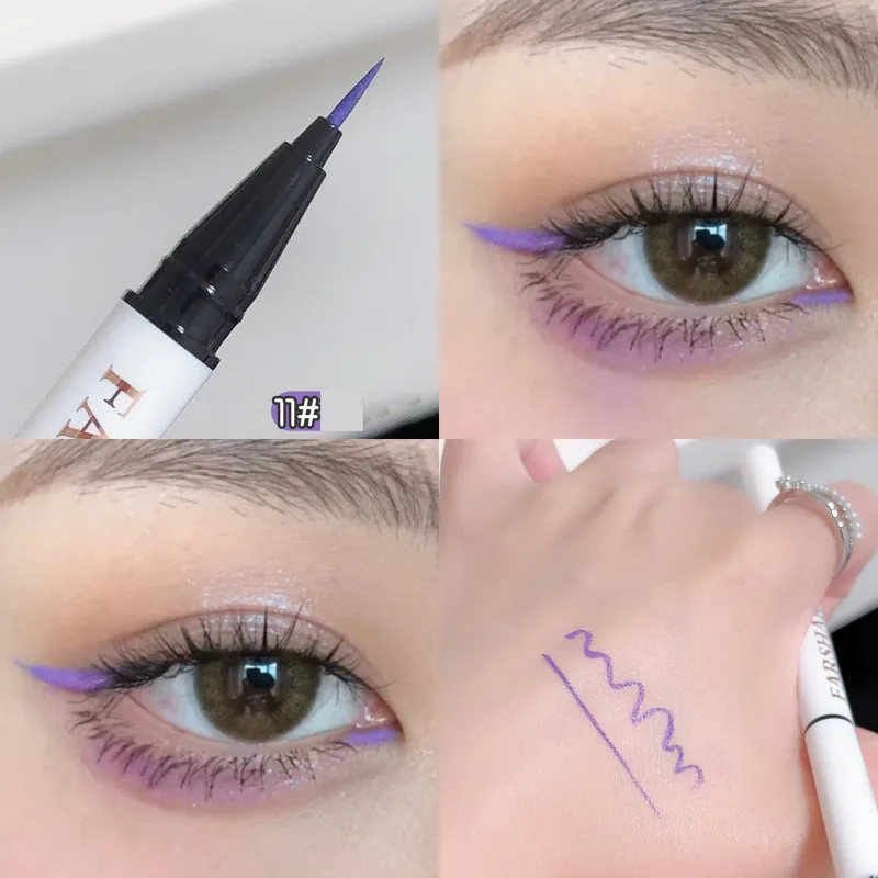 12 barev Vodotěsné pero na oční linky Ultra-Fine Tip Tekuté oční linky Dlouhotrvající oční linky Rychleschnoucí barevné líčení pro Cosplay — image 18